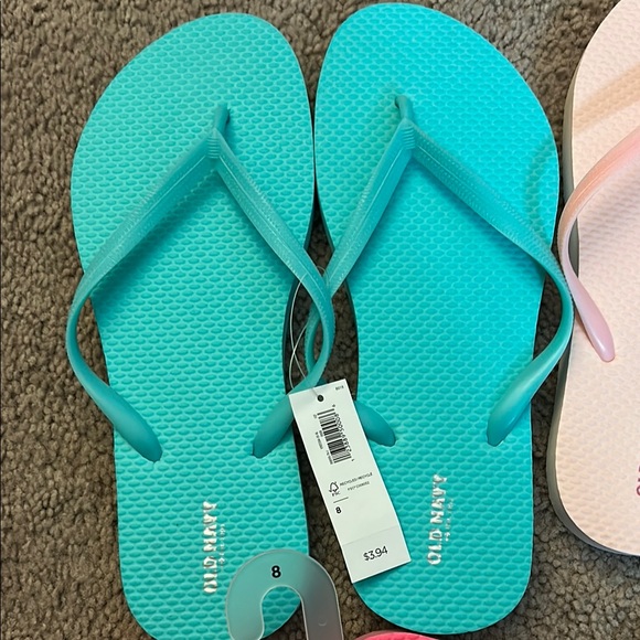 Old Navy Flip Flops Set - Aqua, light pink, Hot pink, Dark green - Picture 5 of 6